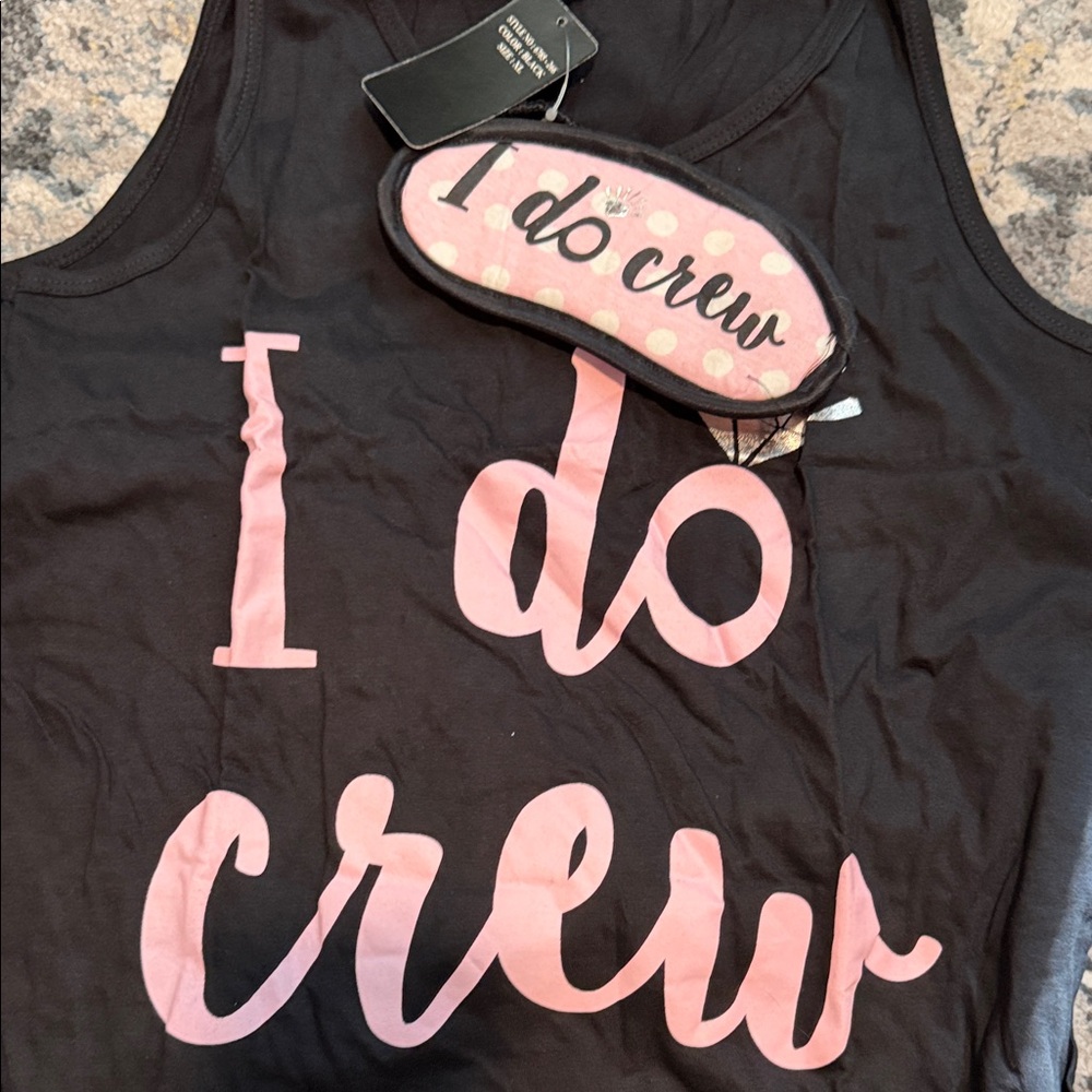 Chic Black and Pink Pajama Set with Eye Mask